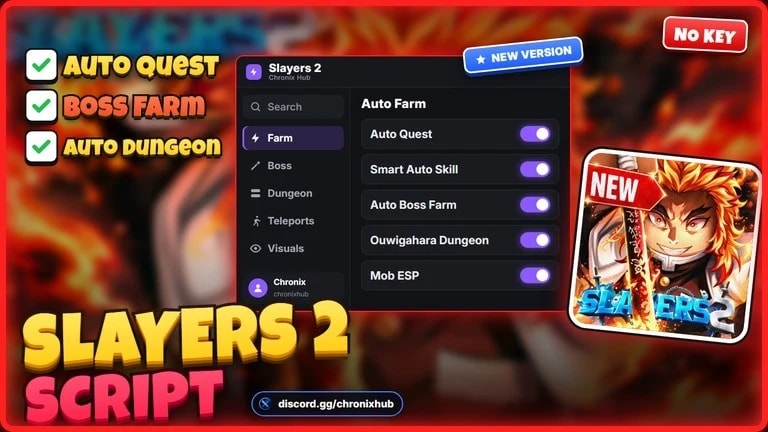 Slayers 2 Script | Auto Quest, Boss Farm, Dungeon [NO KEY]