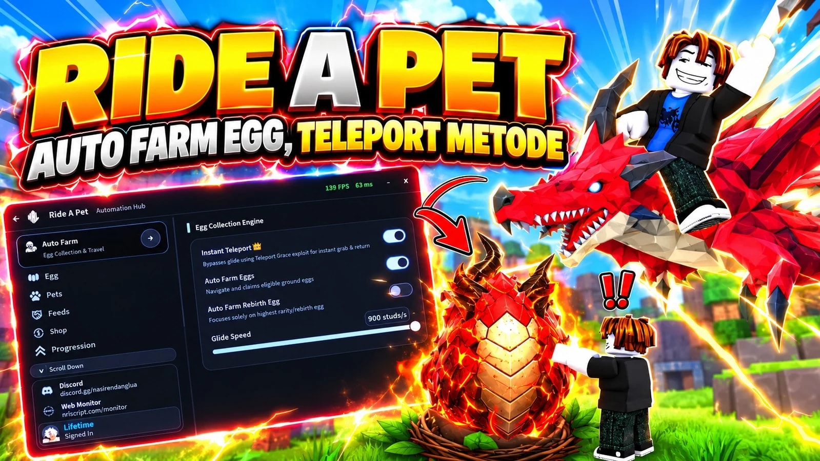 RIDE A PET : AUTO FARM EGG, TELEPORT METODE