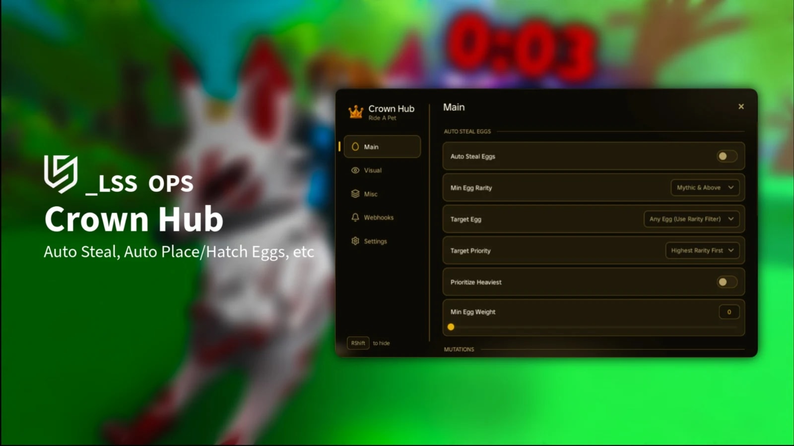 [OPENSOURCE] Crown Hub | Auto Steal, Auto Place/Hatch, etc