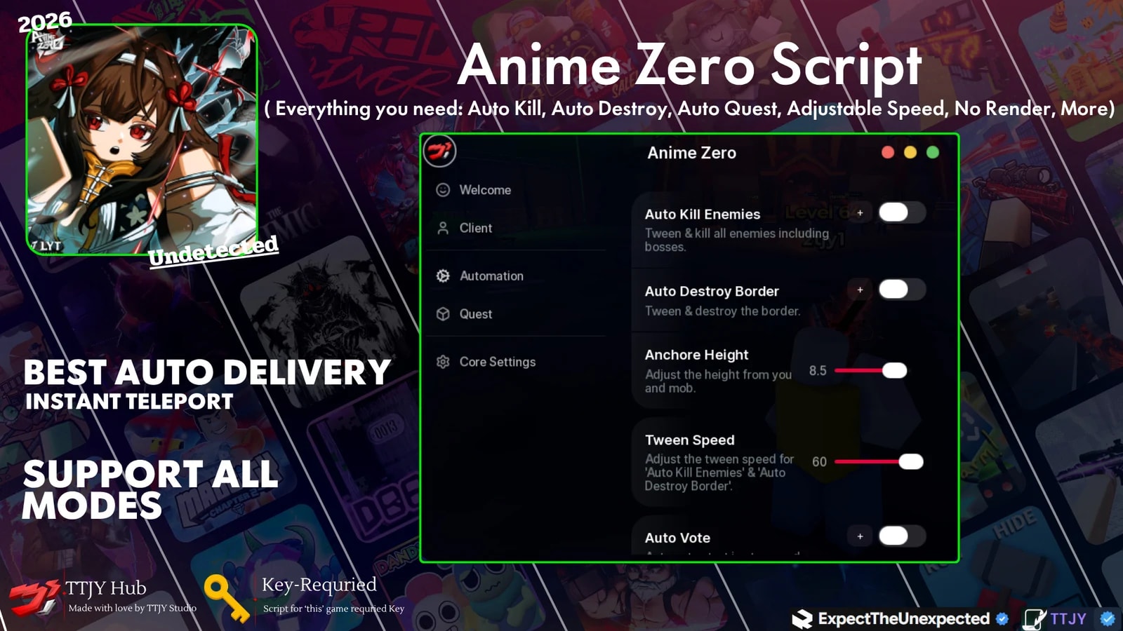 TTJY Hub | Anime Zero | UNDETECTED | 2 Language