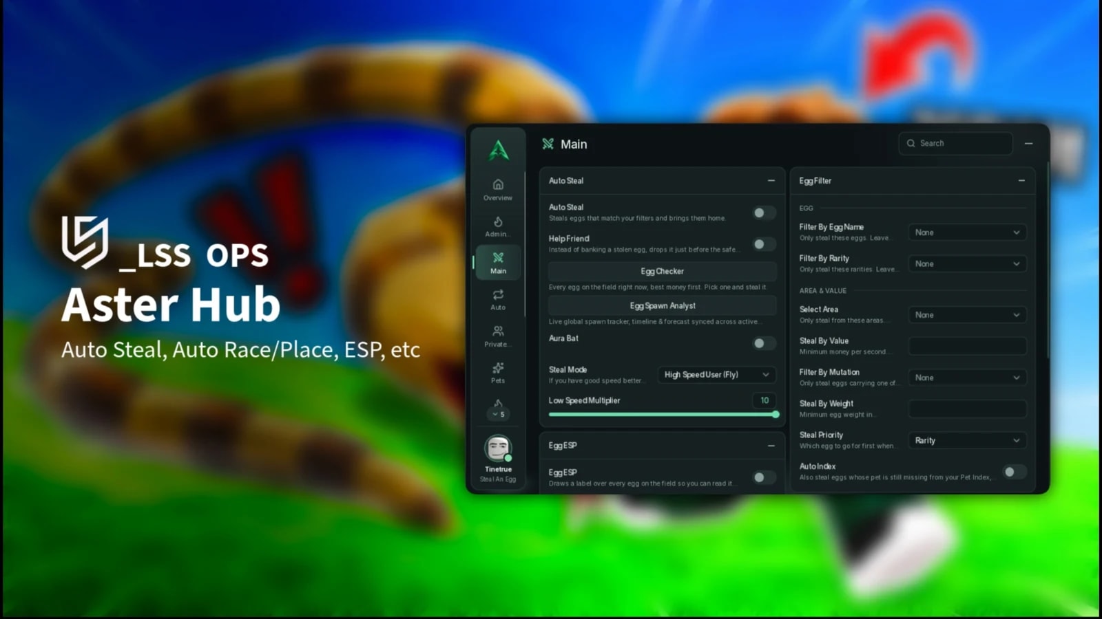 [KEYLESS] Aster Hub | Auto Steal, Auto Race/Place, ESP, etc