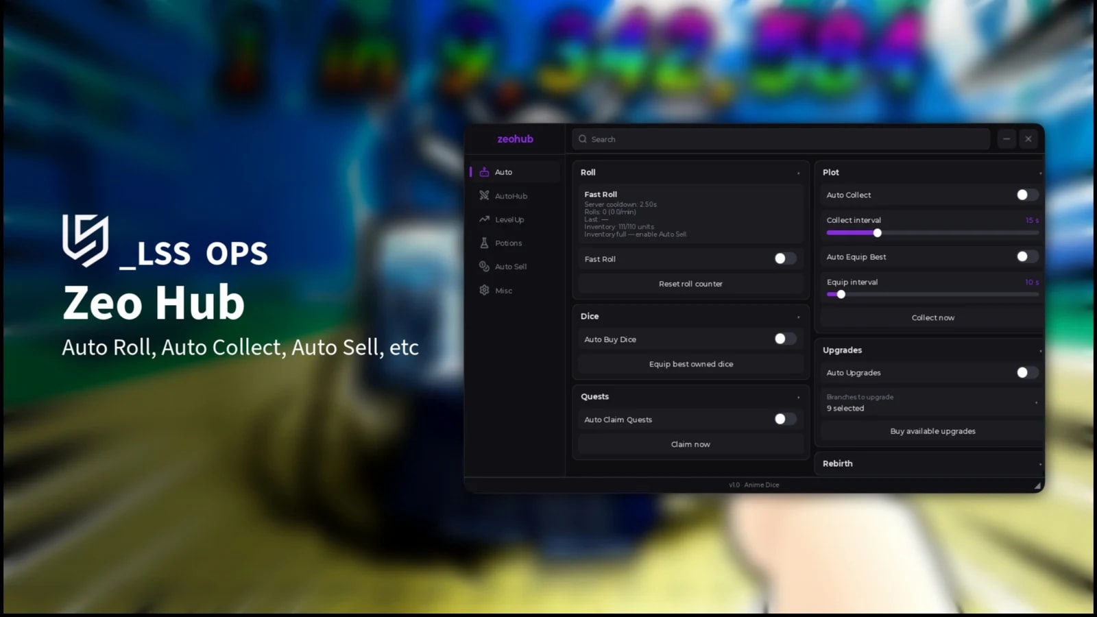[OPENSOURCE] Zeo Hub | Fast Roll, Auto Collect/Sell, etc
