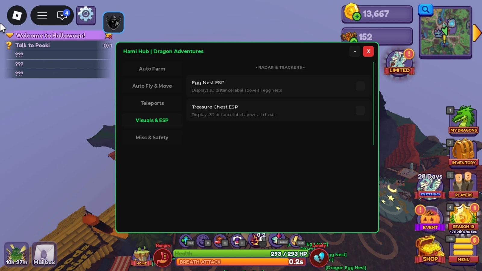 Auto Farm, ESP, No Clip, Teleport