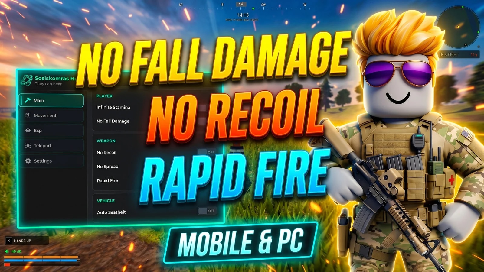 No Fall Damage, No Recoil, Rapid Fire | Sosiskomras Hub
