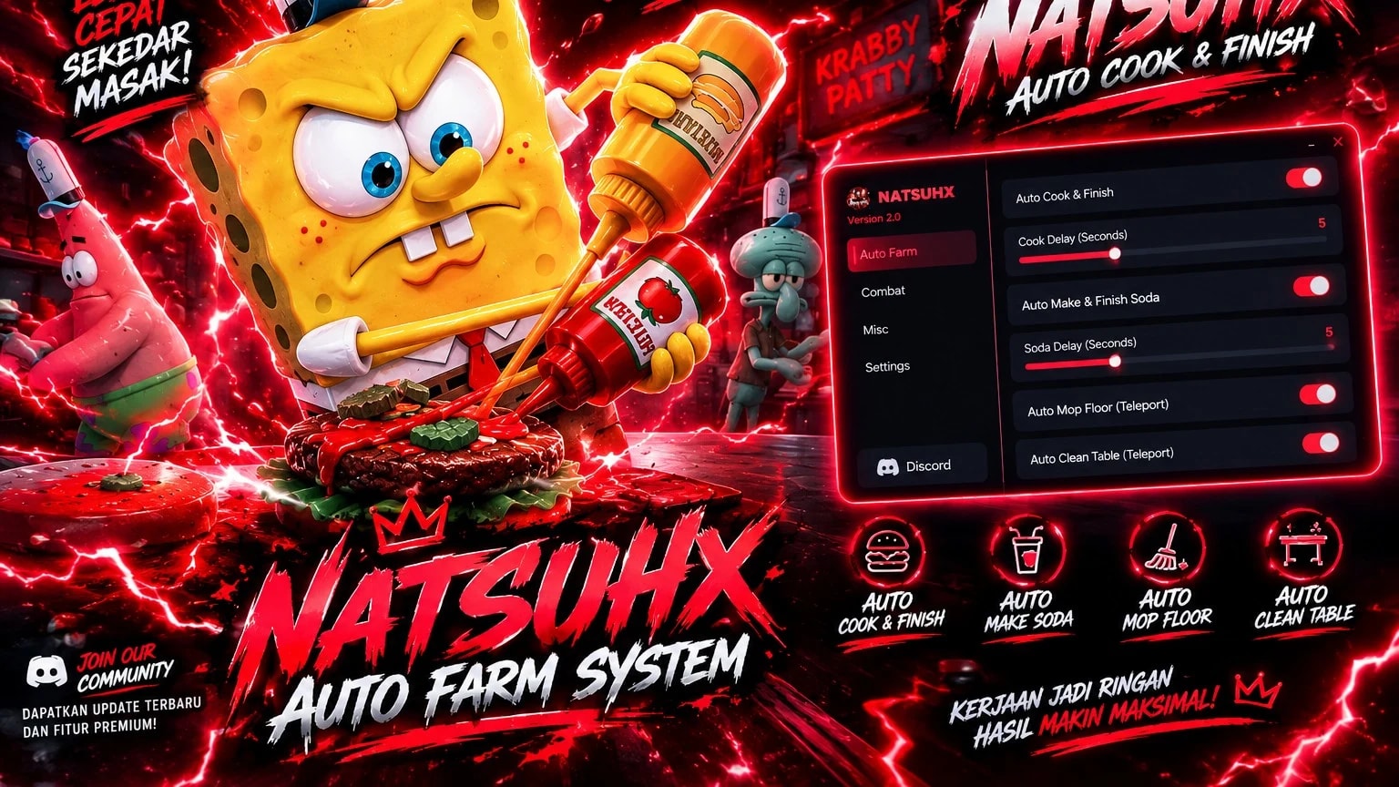 🍔NATSUHX V1.0 | AUTO FARM | AUTO COOKING