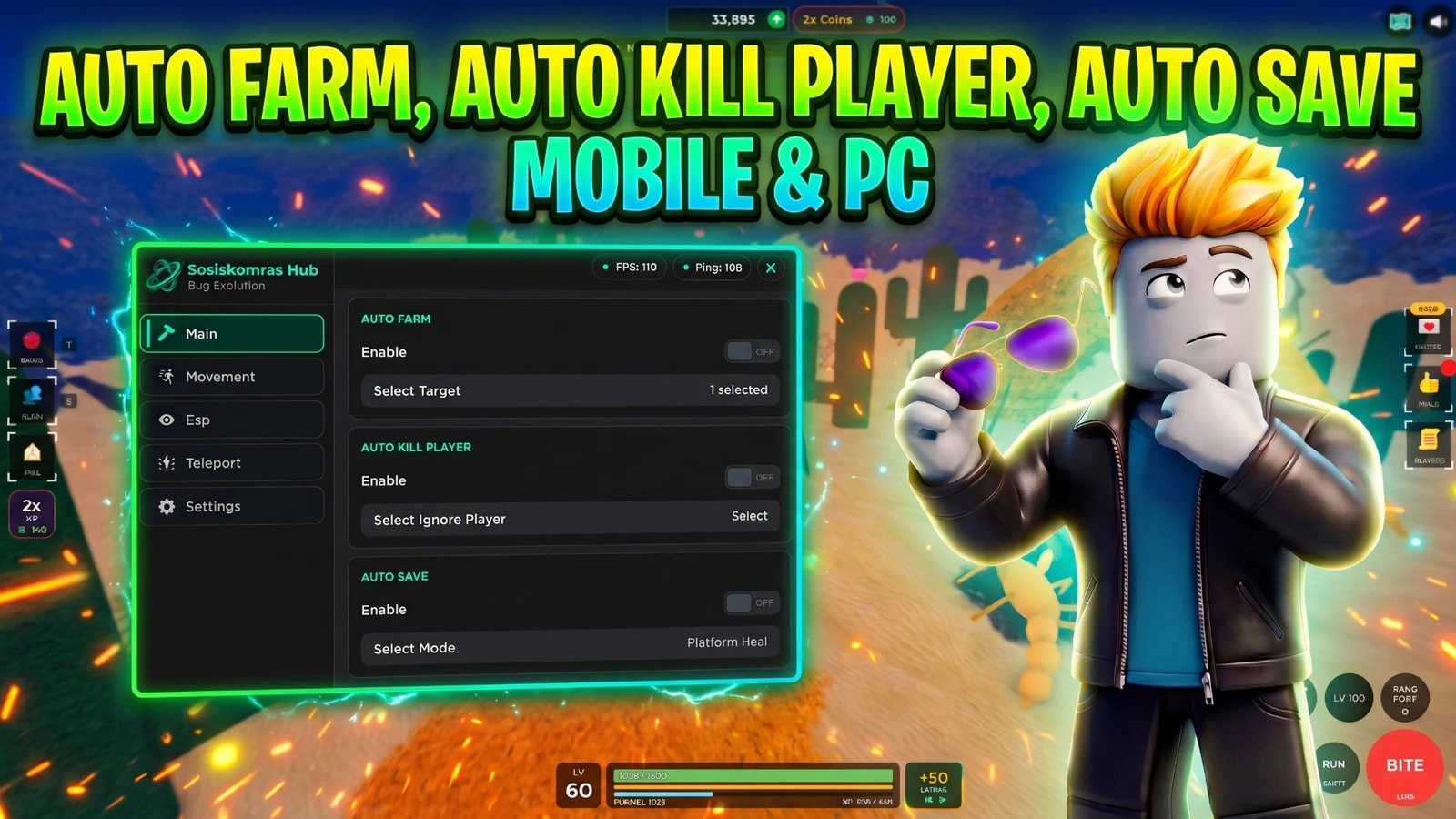 Auto Farm, Auto Kill Player, Auto Save | Sosiskomras Hub