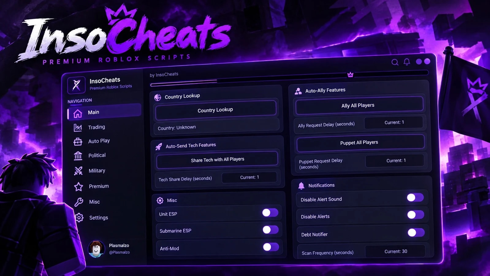 InsoCheats (AutoPlay, AI Chat & Smart Sell and more!) | RON