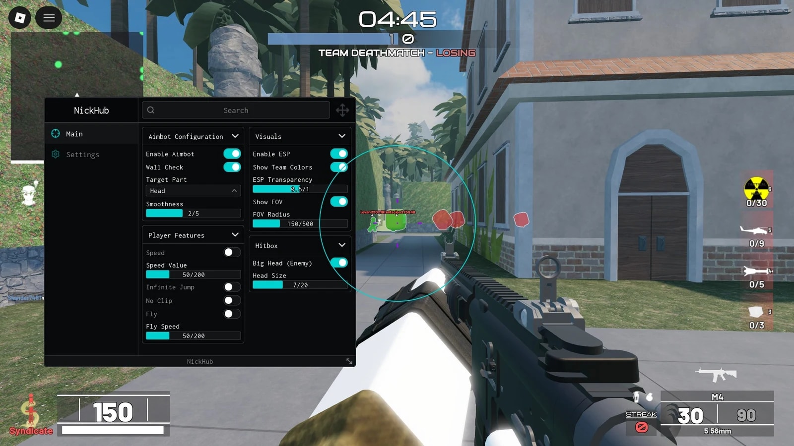 Nickhub Esp Aimbot Big Head Fly no Clip and etc