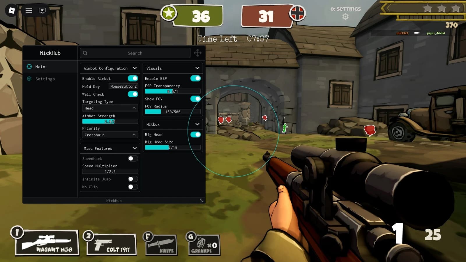 Nickhub Esp Aimbot Big Head Hitbox Expander Speedhack, etc