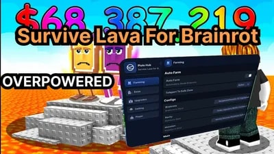 Survive Lava Brainrots Auto Farm Remove Lava Auto Rebirth