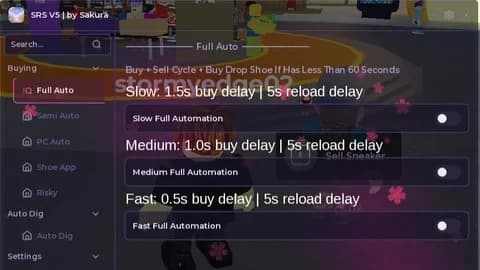 srs auto buy and auto sell with auto dig