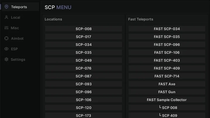 SCP MENU SSRP