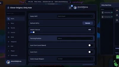 Auto Farm, Auto Status, Auto Roll, Auto Skills