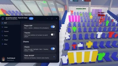 Paint Or Seek — ESP, Auto Shoot, Coin Farm, Aimbot, Freeze!