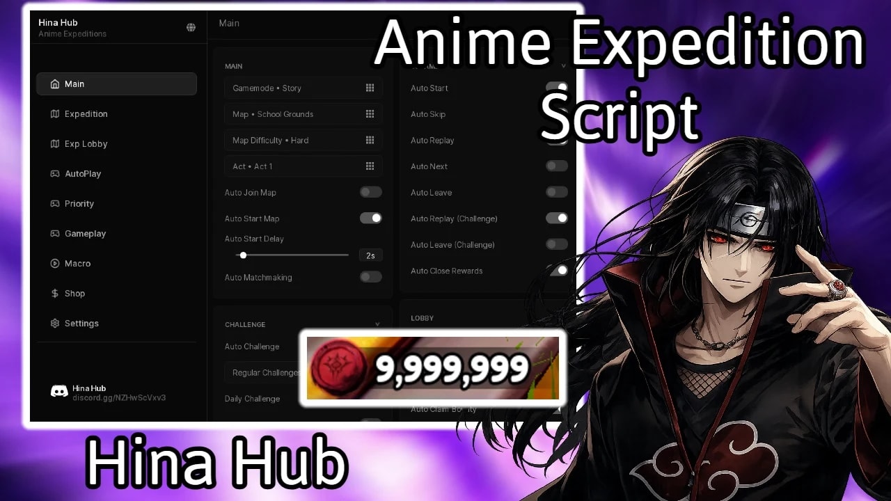 Hina Hub - Auto Bounty Auto Expedition, Challenge, And More!