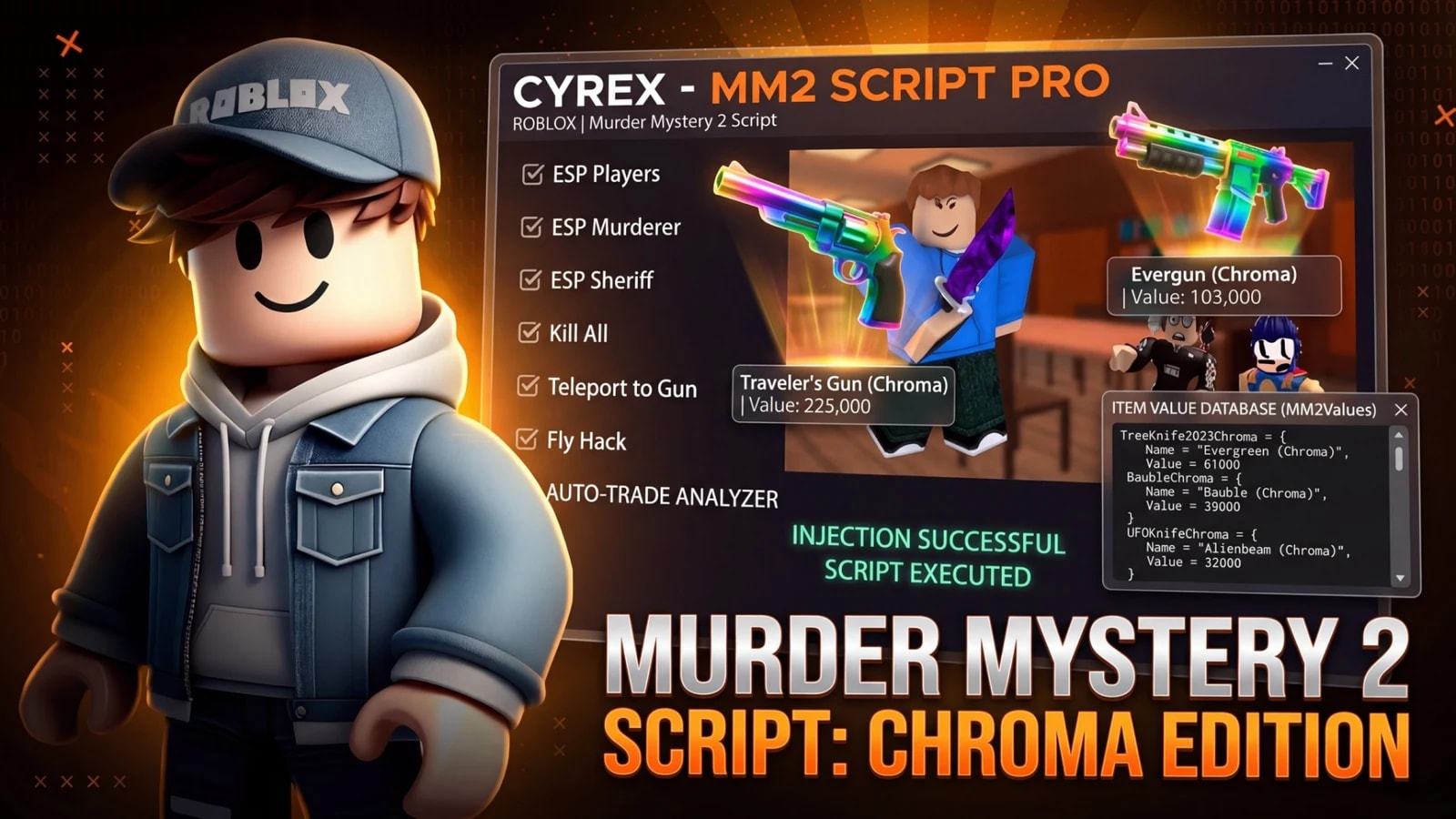 Cyrex MM2 Keyless Op Script Autowin Aimbot Autofarm Esp More