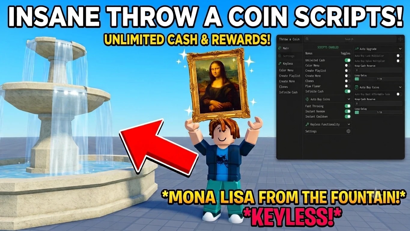THROW A COIN KEYLESS | INFINITE CASH AND LUCK | AUTOFARM | screenshot 1
