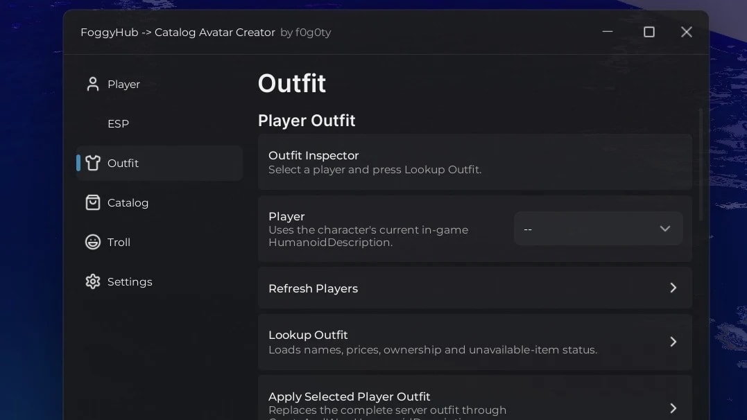 FoggyHub - advanced panel | avatar stealer | 30+ features