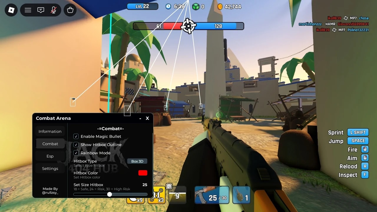 Combat Arena | NO KEY l Magic Bullet, Esp Menu.