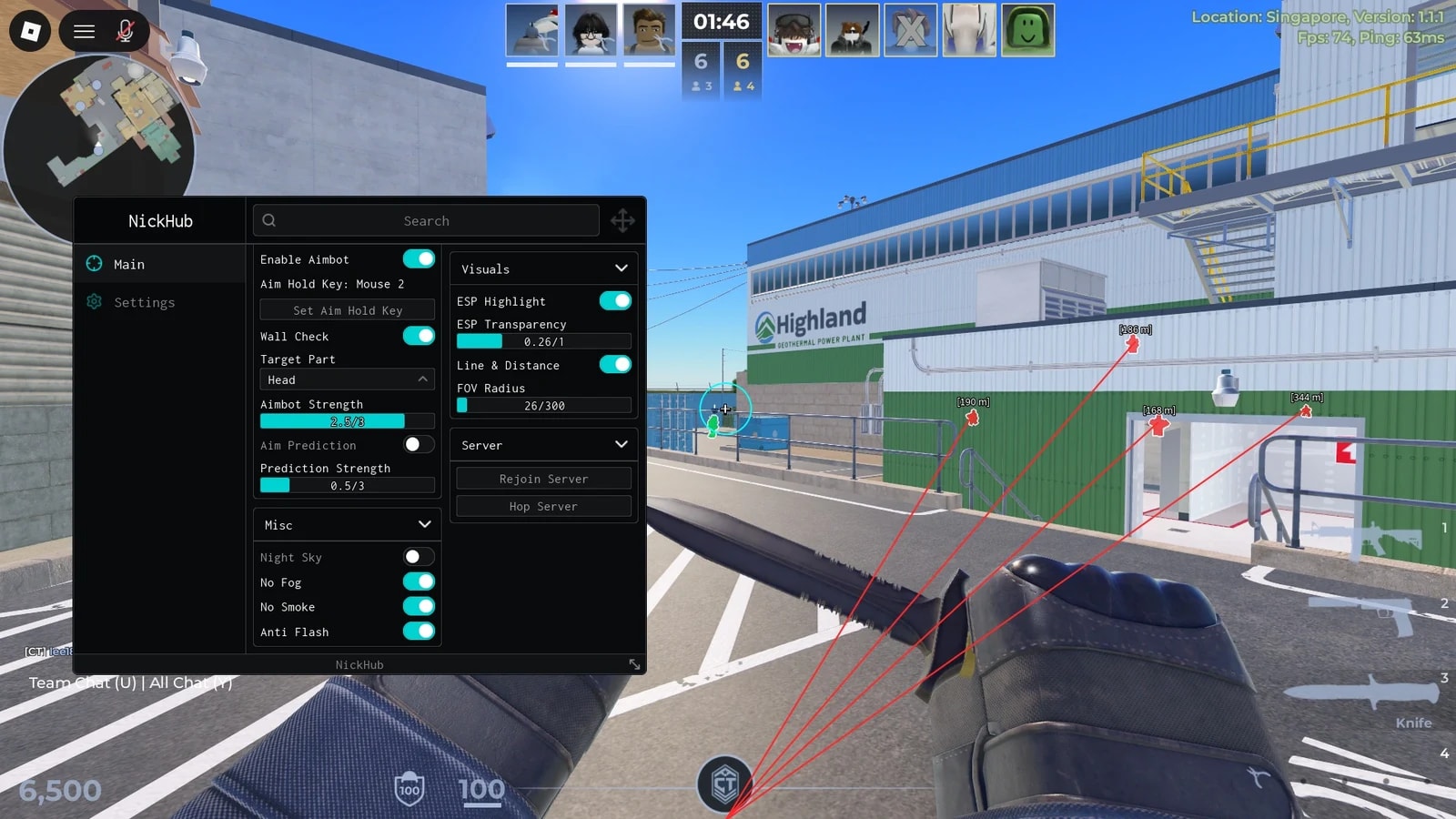 NICKHUB ESP TEAM ENEMY AIMBOT NO FLASH NO SMOKE AIM PREDIC