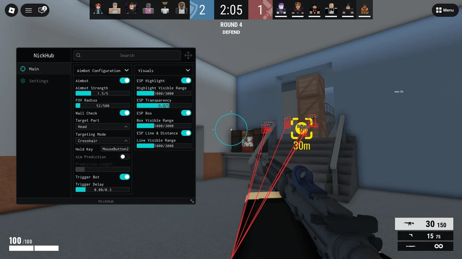 NICKHUB | AIMBOT TRIGGER BOT ESP LINE BOX HIGHLIGHT AND MORE