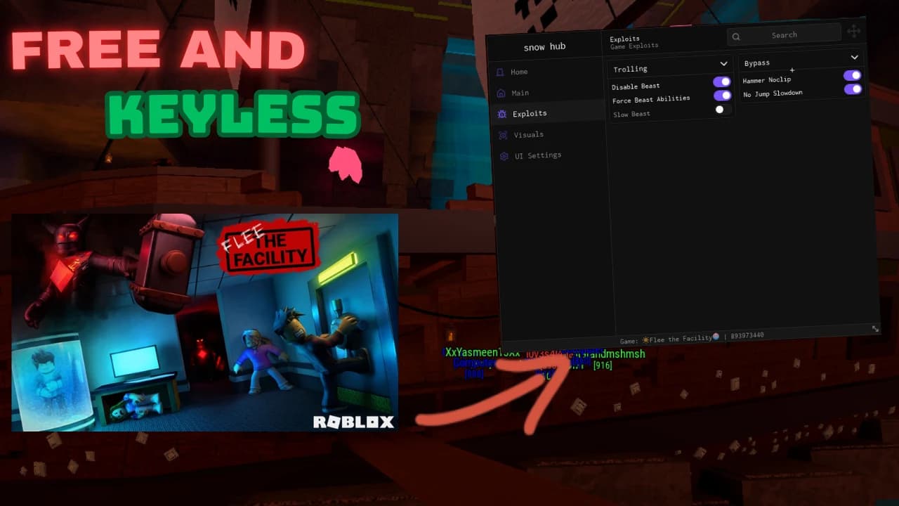 Slow beast, Disable beast, Invisible, Hammer Noclip and more