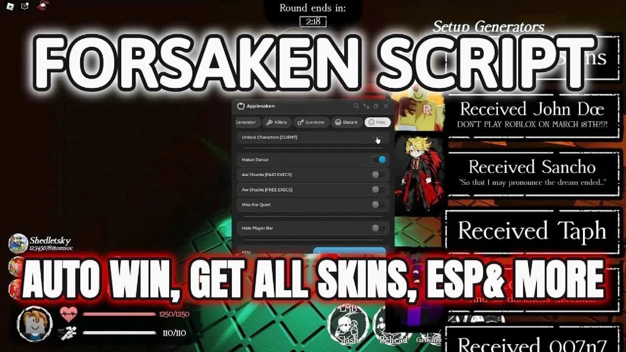 👻 FORSAKEN | AUTO-SURVIVE + ESP | NO KEY | PC