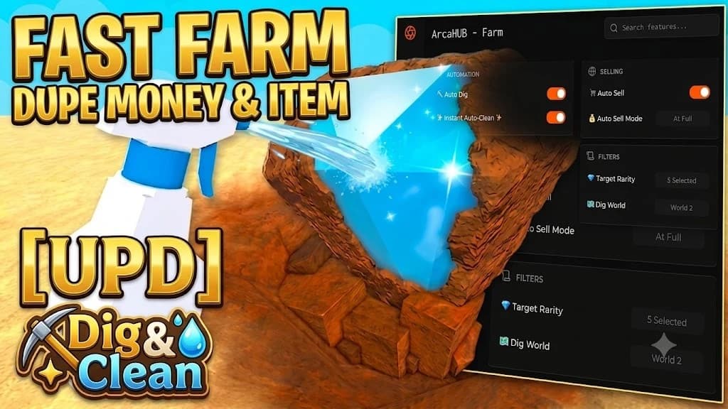 Best Dig And Clean Script - OP FARM & DUPE MONEY