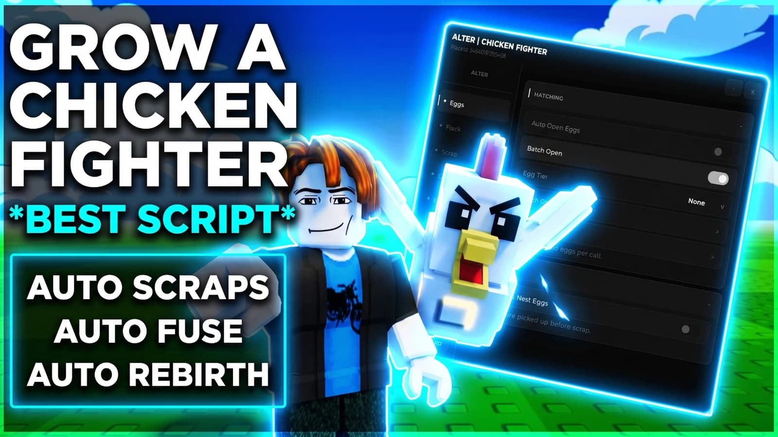 GROW A CHICKEN FIGHTER OP SCRIPT AUTO SCRAP AUTO FUSE + MORE