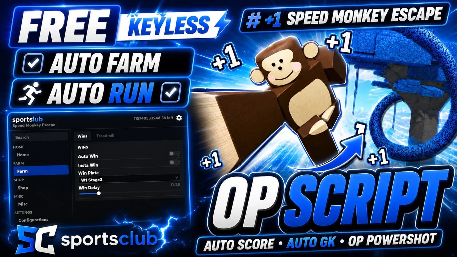 Free +1 SPEED MONKEY ESCAPE SCRIPT | Auto Win, Instant Win