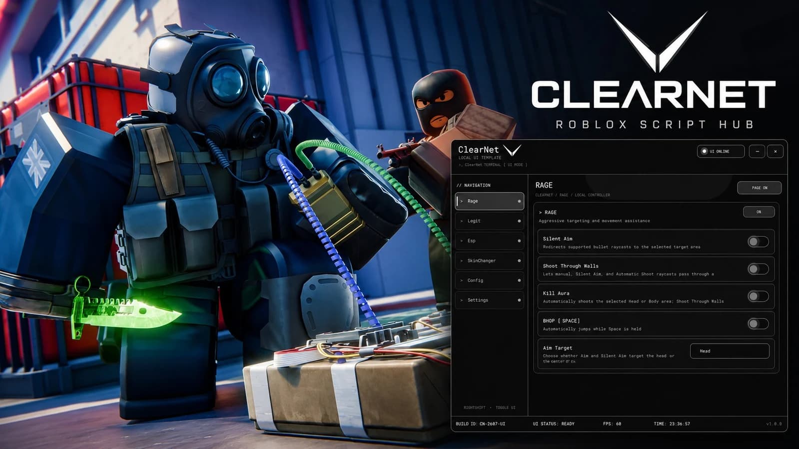 ClearNet | Aim, Silent Aim, WH, Kill Aura | Description