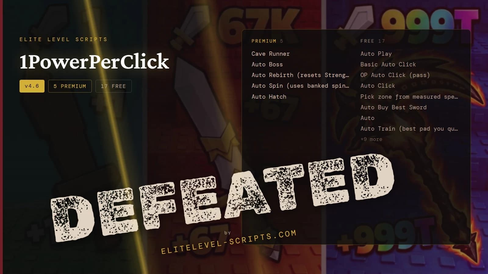 Elite Level Scripts +1 Power Per Click ⚔️Updated!