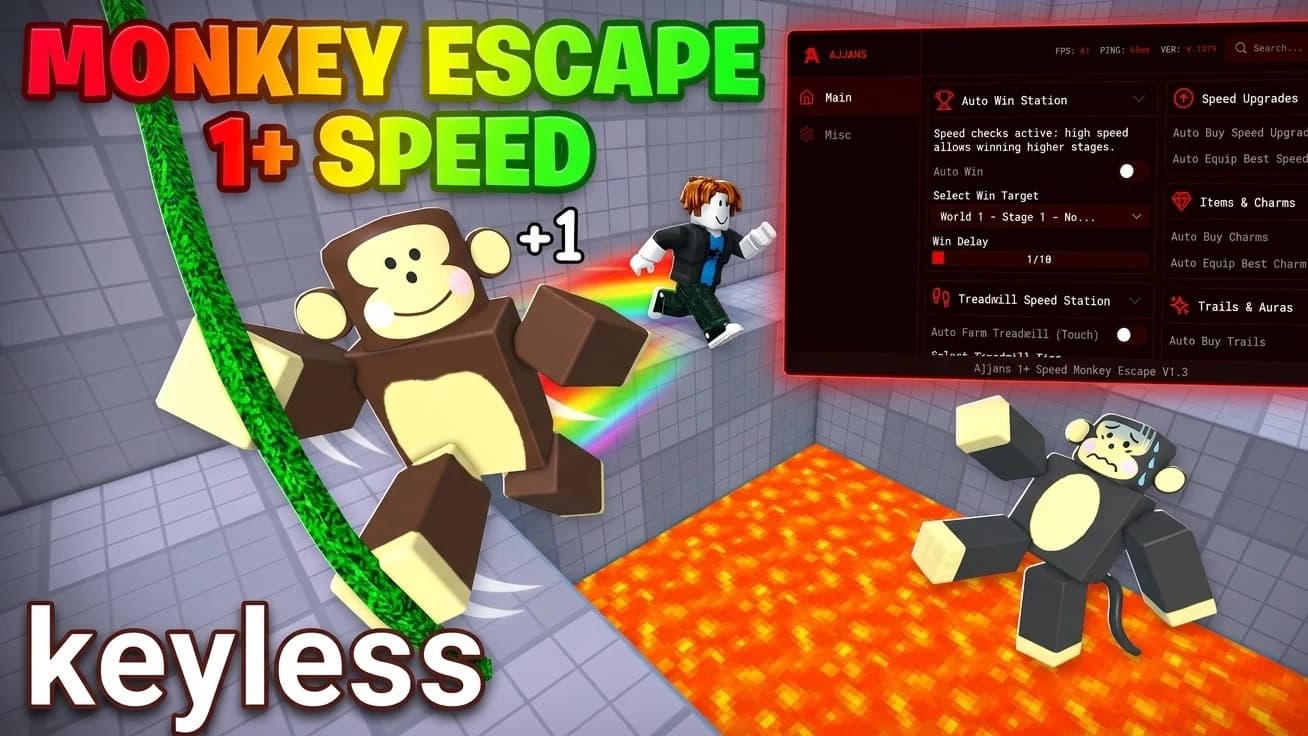 Ajjans - Roblox +1 Speed Monkey Escape Auto Win Script