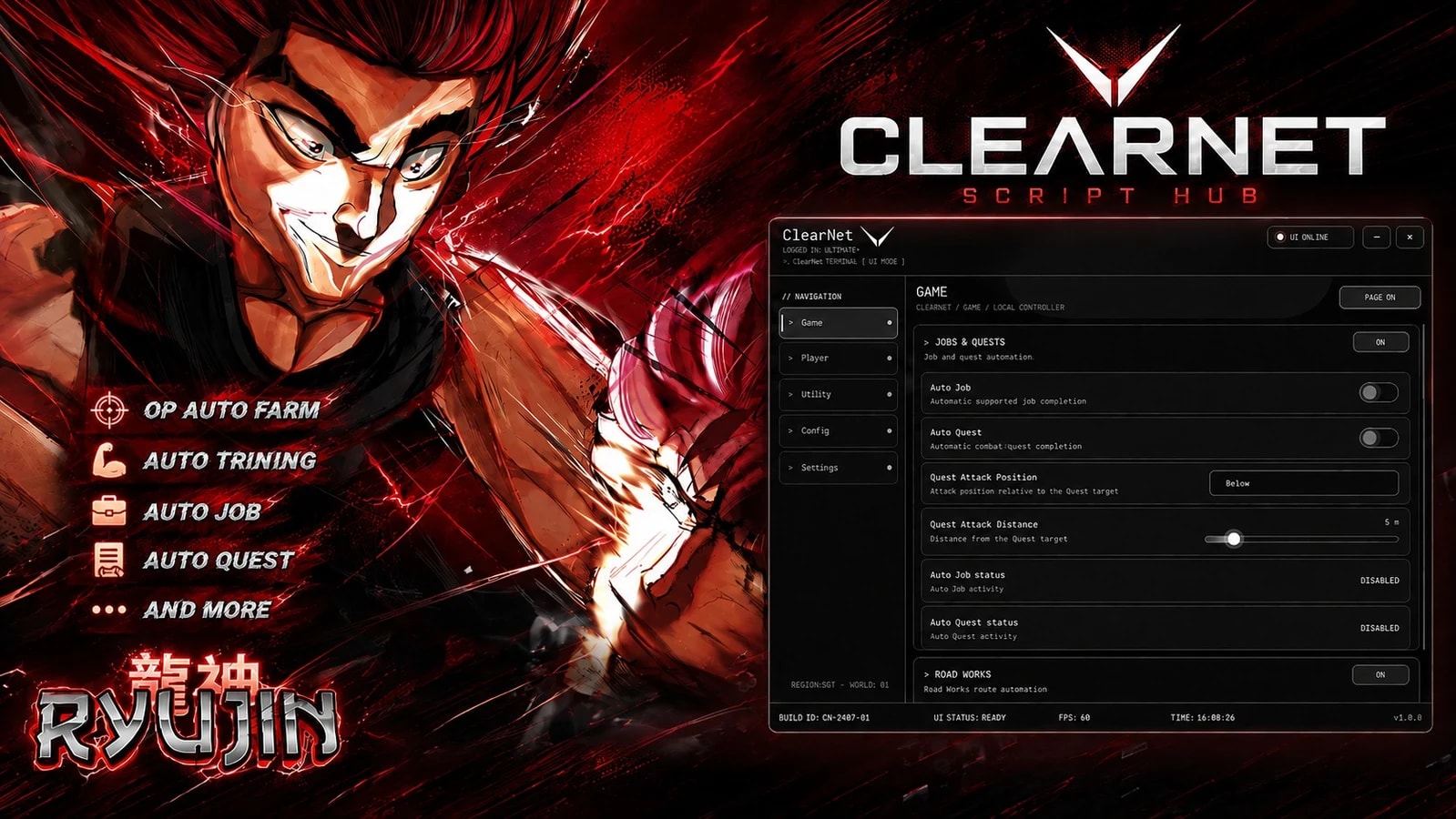 ClearNet | Auto Job, Auto Quest, Auto Train | Description
