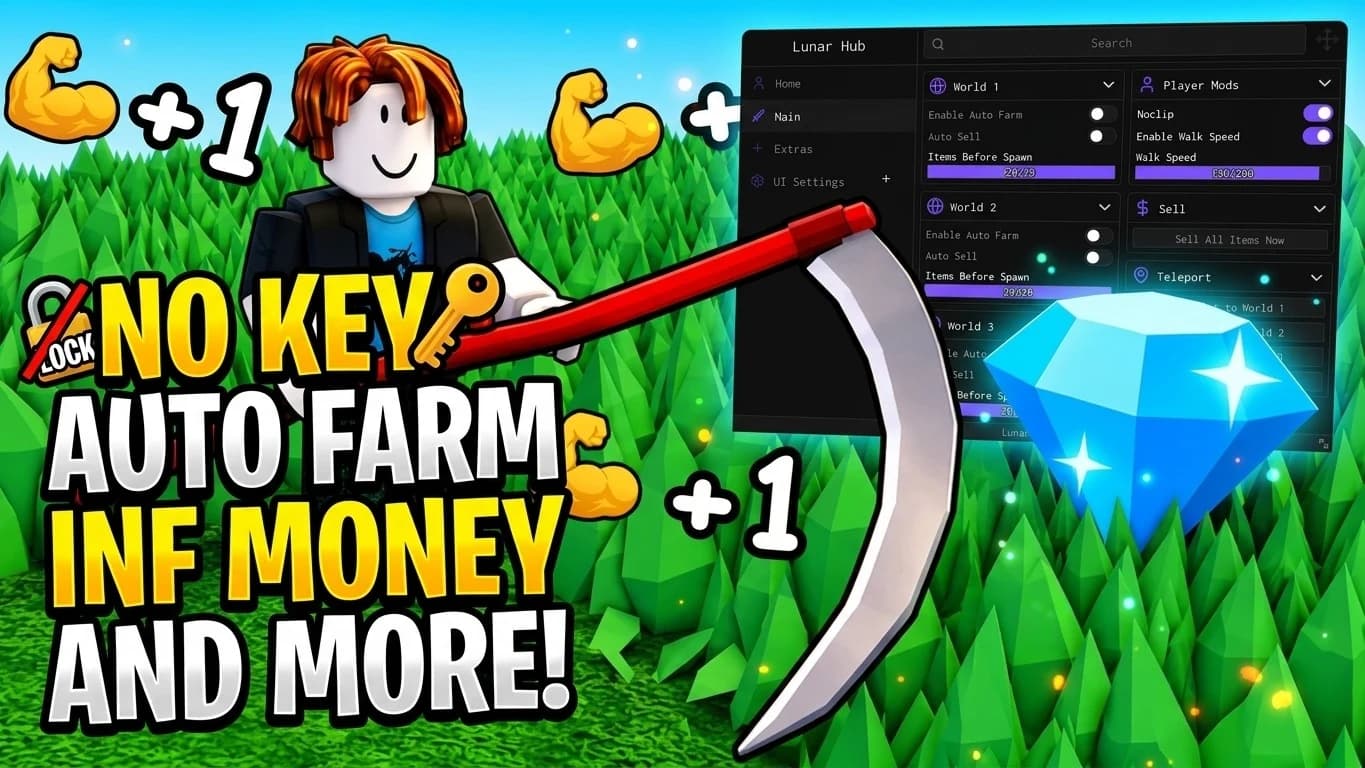NO KEY, AUTO FARM, INF MONEY