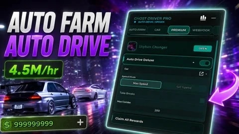 Auto Drive Auto Farm Anti AFK 9.5M per HR OP
