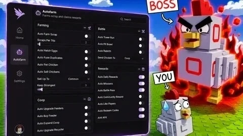 Best Full Game Autofarm AutoScrap Auto Eggs + 30 Features