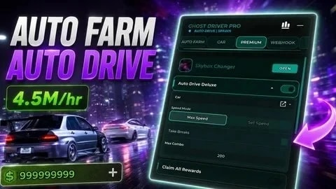 Auto Drive Auto Farm Anti AFK 9.5M per HR OP