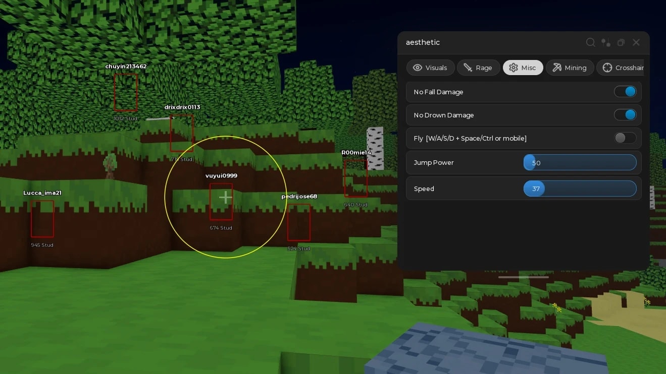 Voxels script kill aura esp fast mining NoFallDamage