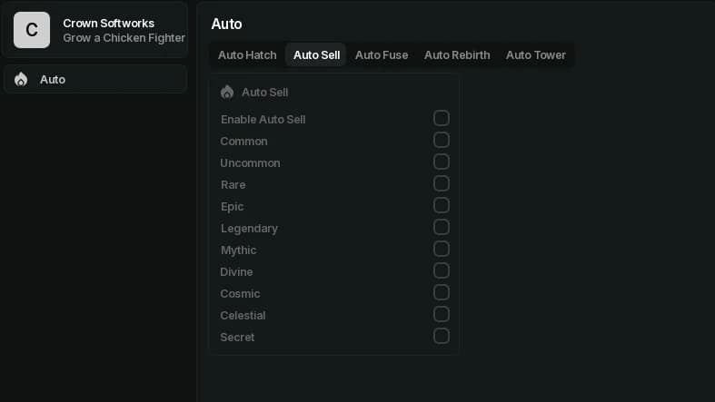 auto hatch, auto tower, auto sell and more