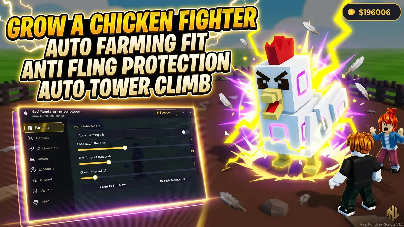 GROW A CHICKEN FIGHTER SCRIPT 🚀 AUTO FARMING PIT