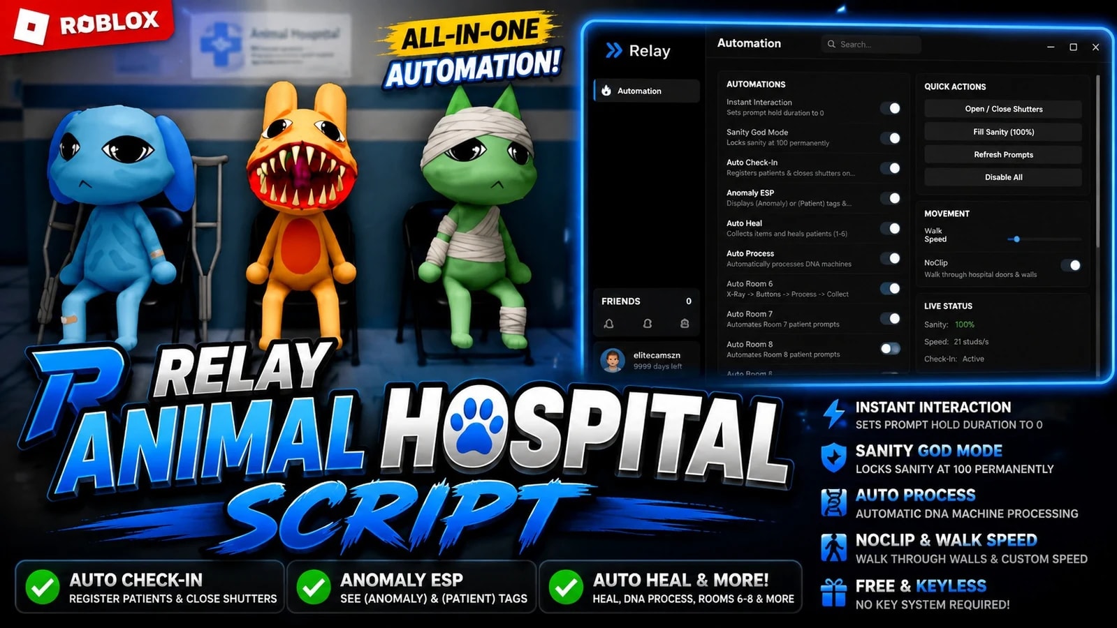 Relay | Auto Check-In + Anomaly ESP | Animal Hospital Script