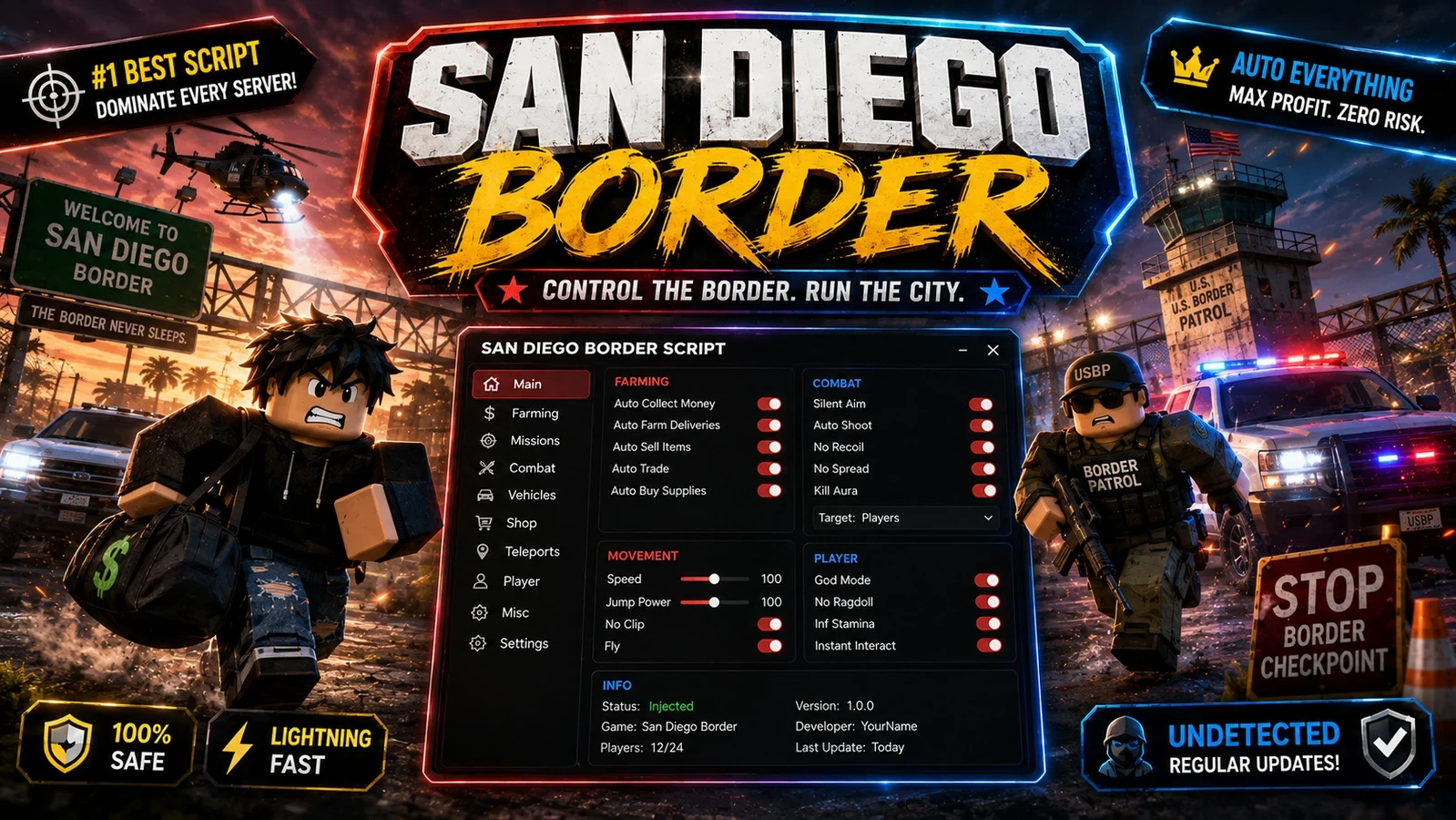SAN DIEGO BORDER RP AUTO-FARM + ADMIN | NO KEY | 2026