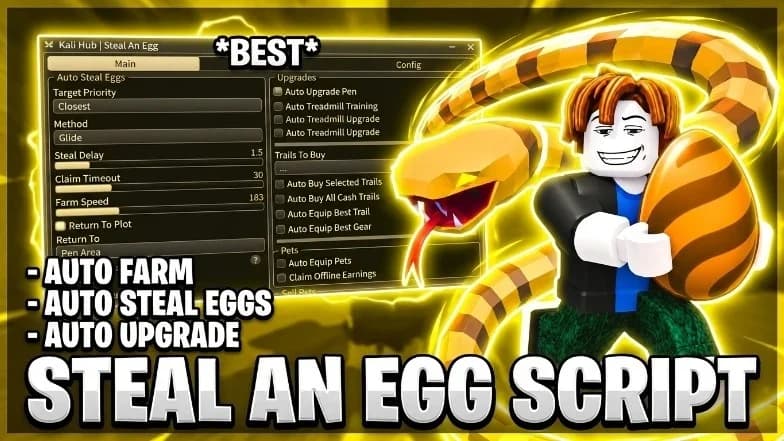 Auto Steal Eggs | Auto Upgrades | Auto Sell +20 More Feature