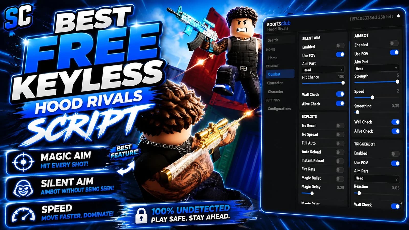 Free Hood Rivals Script | Magic Bullet, Silent Aim, Speed