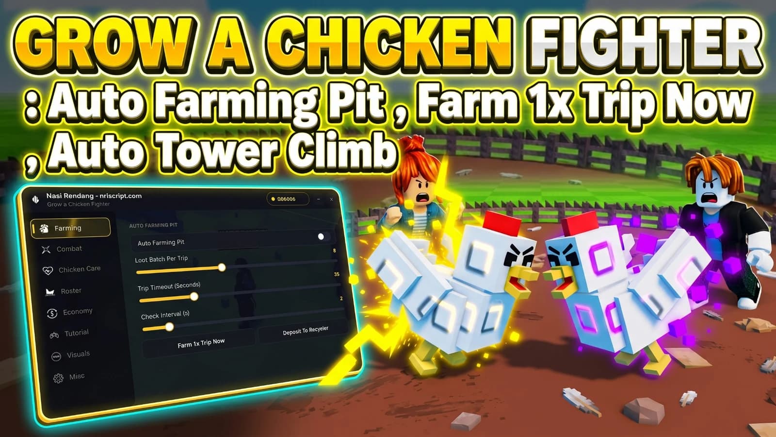 GROW A CHICKEN FIGHTER SCRIPT ๐ AUTO FARMING PIT