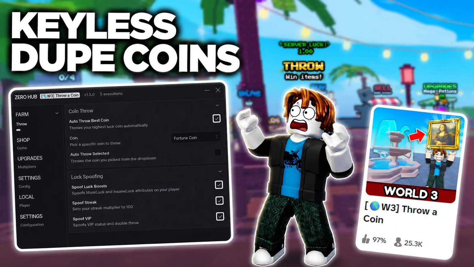 KEYLESS FREE - INF COINS, DUPE, FREE GAMEPASSES & MORE