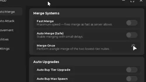 Merge a Nuke Script - Auto Merge, Auto Upgrades, Auto Attack