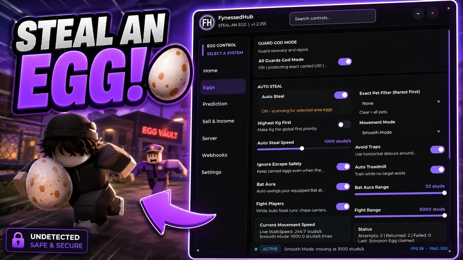 FYNESSED HUB | Auto Steal Egg, Instant Steal, Undetected!