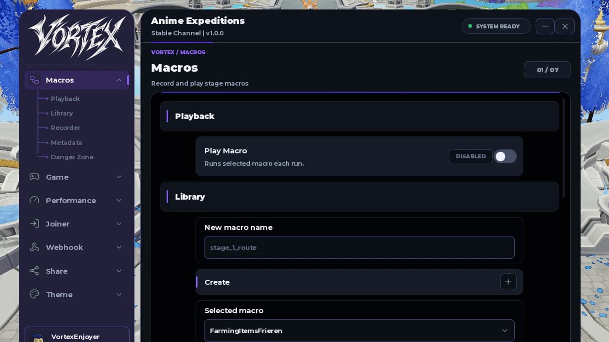 Keyless anime expiditions macro script !!